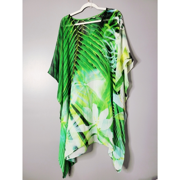 Soft Surroundings Green & White Swimsuit Coverup Size S/M